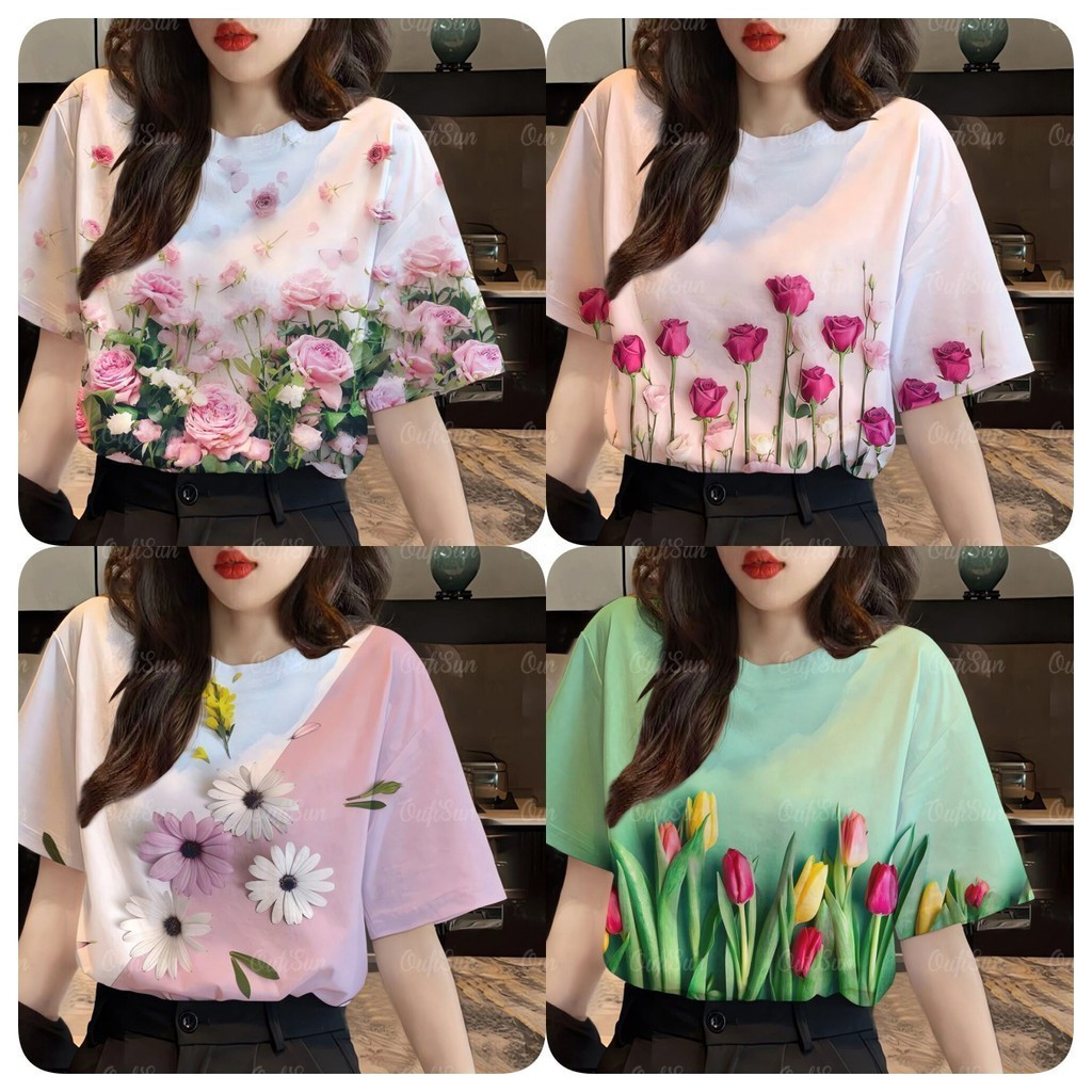 64422 ใหม่ เสื้อยืดแขนสั้น ลายทาง สไตล์อเมริกัน แฟชั่นฤดูร้อน
