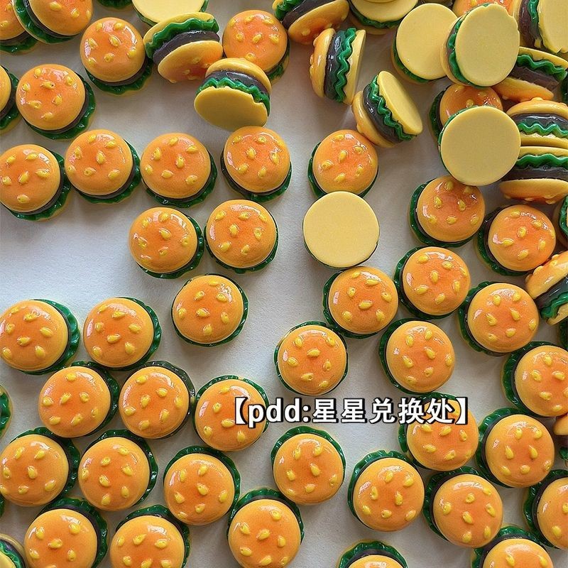 [100 ชิ้นในสต็อก] แฮมเบอร์เกอร์ ~ อาหารแฮมเบอร์เกอร์จำลอง ของเล่น ตู้เย็น กิ๊บติดผม แก้วน้ำ กุญแจ รองเท้า ดอกไม้ ครีม ตกแต่ง วัสดุงานฝีมือ DIY