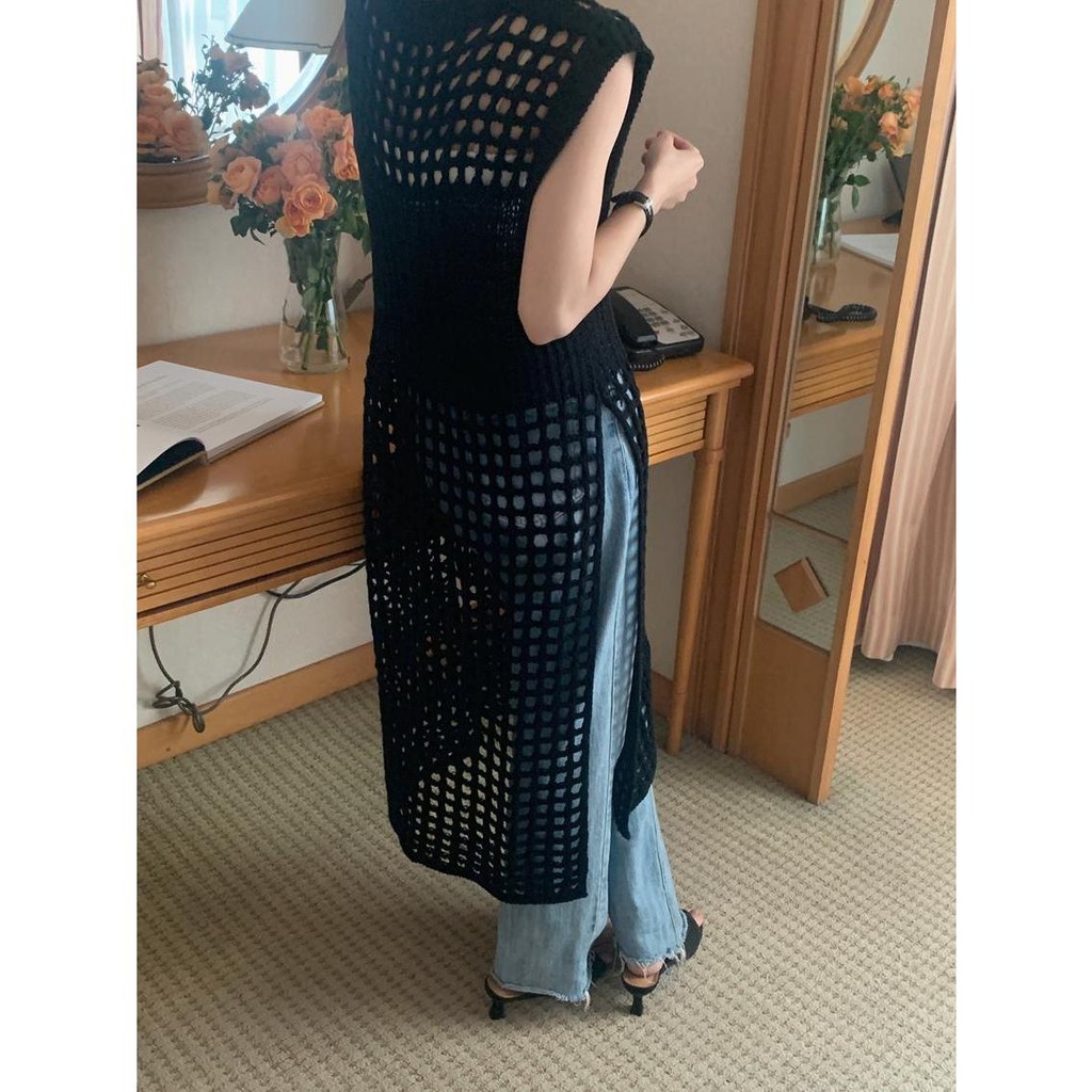Dahong เสื้อคลุมทอลายตาข่าย ผู้หญิงถักด้านข้างแยก Tunic Tops งานรุ่นฮิตติดเทรนด์ ปังเวอร์ ยสีให้เลือก D627 ราคา ถูกที่สุด ดีลบีเคเค แกลเลอรีภาพที่ 5