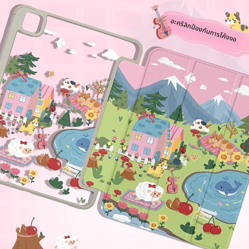 เคสแท็บเล็ตอะคริลิค ลายการ์ตูน พร้อมช่องใส่ปากกา สําหรับ iPad 2022 10th generation 2021 Pro 11 2019 2020 10.2 7 8 8th generation 2018 9.7 5 6th Mini 4 5 6 Air 4 10.9