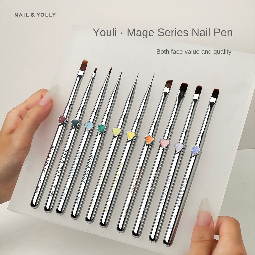 Yolly Youli Magician ชุดแปรงแต่งเล็บ Square และรอบ Phototherapy แปรงสีภาพวาดดอกไม้พิเศษวาด Line Gradient Universal ปากกา