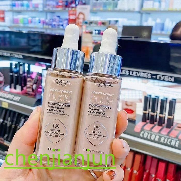 แนะนํารัสเซีย LOreal Hyaluronic Acid Essence Retouch Skin Tone Invisible Pore คอนซีลเลอร์ Liquid Fou