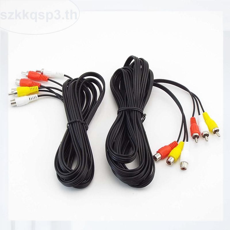 3 RCA ถึง 3 สาย RCA Audio Video AV ชายหญิงสายต่อสายสัญญาณเสียง THK3