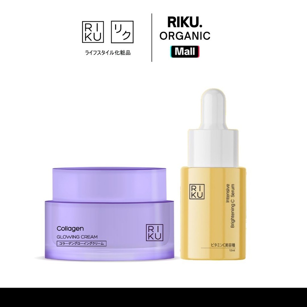 RIKU เซรั่มวิตซี + คอลลาเจนครีม ผิวหน้าดูกระจ่างใส ฝ้า กระจางลง ผิวชุ่มชื้น เนียนใส