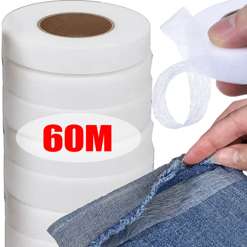สองด้าน Fusible เทป 1 ซม./2 ซม.ผ้ากาวสําหรับเย็บ Hemming, ล้างทําความสะอาดได้ Iron-On Bonding Non-Woven Interfacting