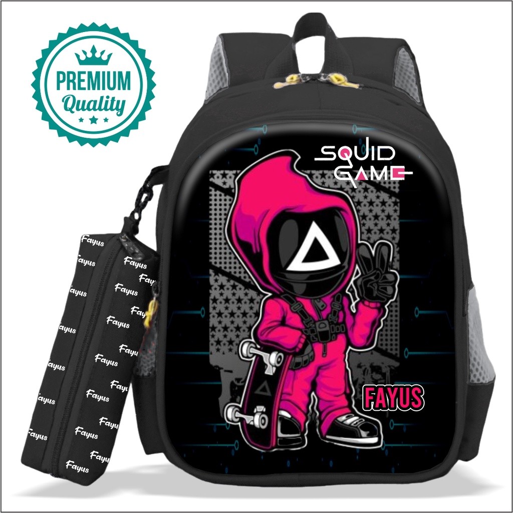 กระเป๋านักเรียนเด็ก กระเป๋านักเรียนเด็ก PREMIUM ใหม่ล่าสุด SQUID GAMES 2 ตัวอักษร รับประกันชําระเงินที่ FAYUS KIDS