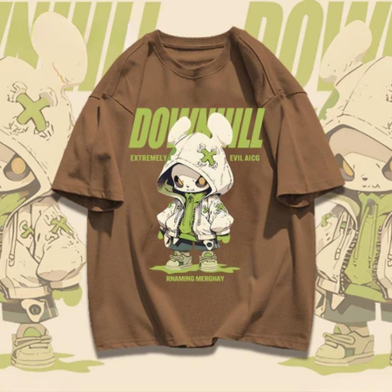 Lucifer （จัดส่งตลอด 24 ชั่วโมง） เกาหลี oversize คอกลม เสื้อยืด CMDXY2016 ผ่อน ผ้าคอตตอน ลายสกรีน ฤดูร้อน สบาย