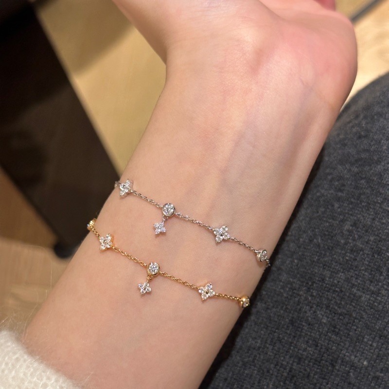 Venorix เงินแท้925 เคลือบทอง14K กำไลโคลเวอร์สี่ใบ เพชรฟอง เกาหลีสไตล์อินส์ มีทั้งทองและเงิน