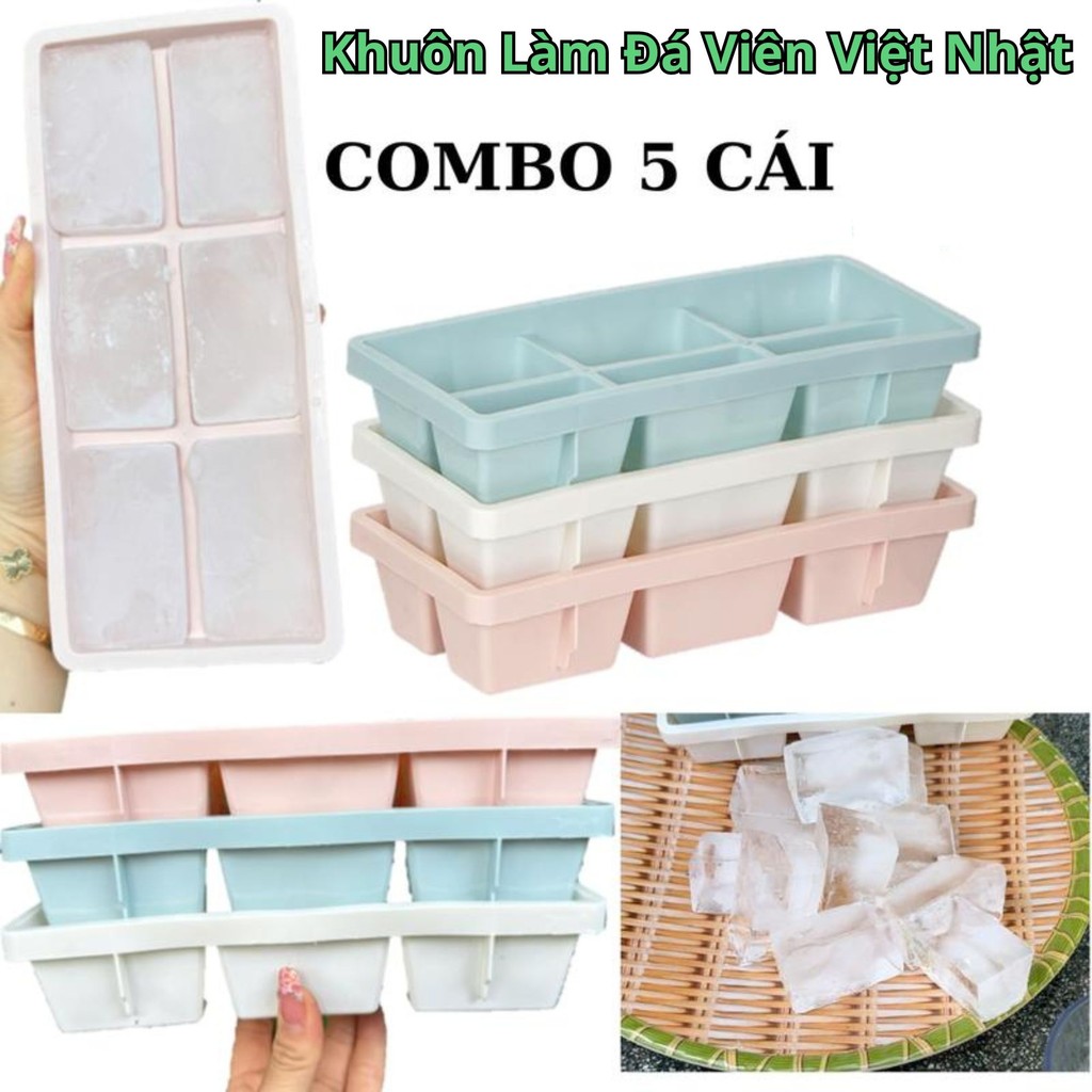 Combo of 5 Premium Viet Nhat Ice Trays - แม่พิมพ์น้ําแข็ง 6 ชิ้นสะดวกไม่มีกลิ่นพลาสติก Babylove.stor