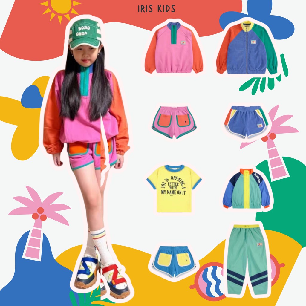 「สินค้าลิขสิทธิ์แท้ IRIS KIDS Color pop IKS2673 colorful series เสื้อผ้าเด็ก ชุดเข้าเซ็ท สไตส์เกาหลี ผ้านุ่มใส่สบาย
