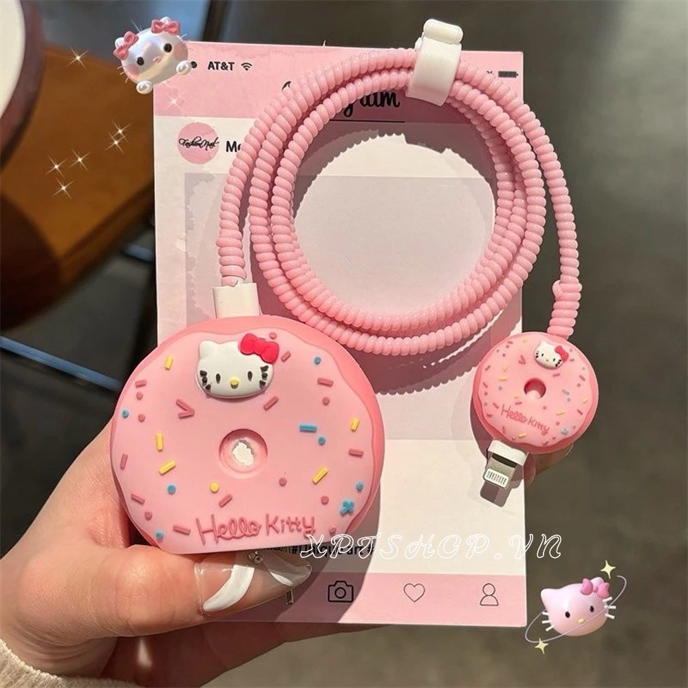 เคสป้องกันสายชาร์จไอโฟน ลายคิตตี้สีชมพู - รูปที่ 1