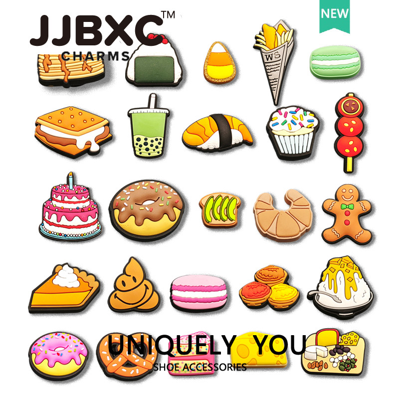 JJBXC charm จิบบิท Burger ตัวเสริมรองเท้าอาหารน่ารัก สำหรับคนชอบทานขนม DIY จิ๊บบิท charm