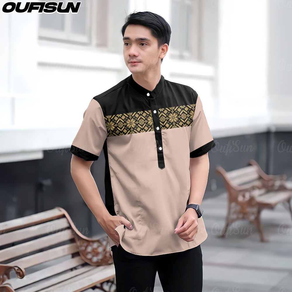 2025 เคเมะจา เสื้อเชิ้ตบาติกผู้ชายแขนสั้นครอบครัวพรรคลําลองมุสลิมด้านบนมาเลเซียรอมฎอน