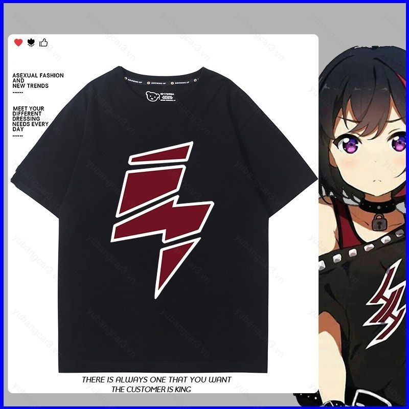 YB3 Afterglow BanG Dream Mitake Ran เสื้อยืดฤดูร้อนอะนิเมะแขนสั้น Top BY3
