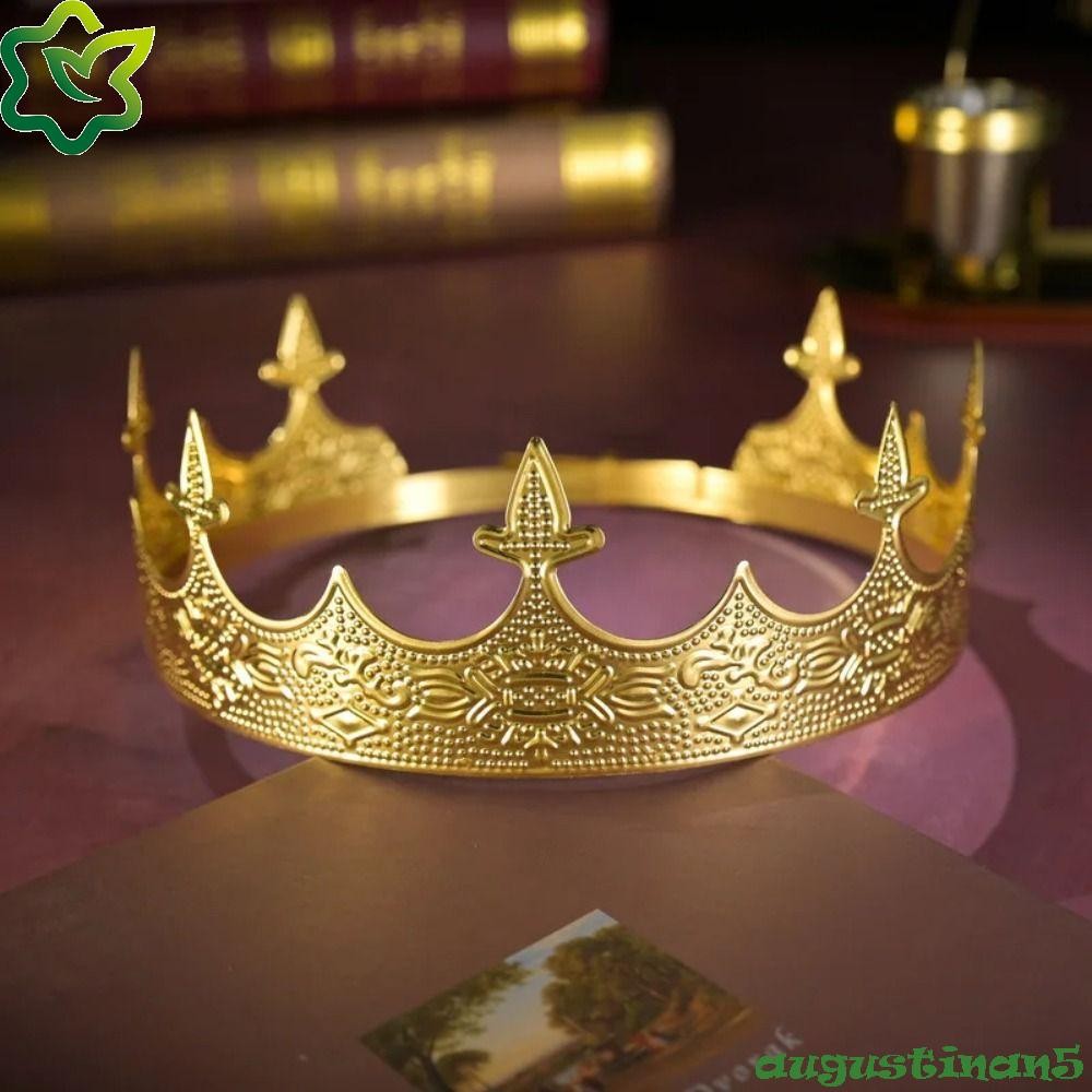 AUGUSTINAN มงกุฎเจ้าชาย, บาร์ Mitzvah แถบคาดศีรษะ King Crown, ผมหรูหรา Hoop เครื่องประดับผม Western รอบ Tiaras งานแต่งงาน