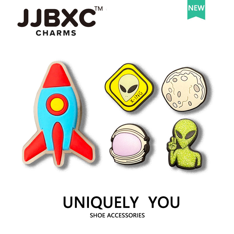 JJBXC charm จิบบิท Alien ตัวเสริมรองเท้าอวกาศ สำหรับคนชอบความลึกลับ DIY จิ๊บบิท charm
