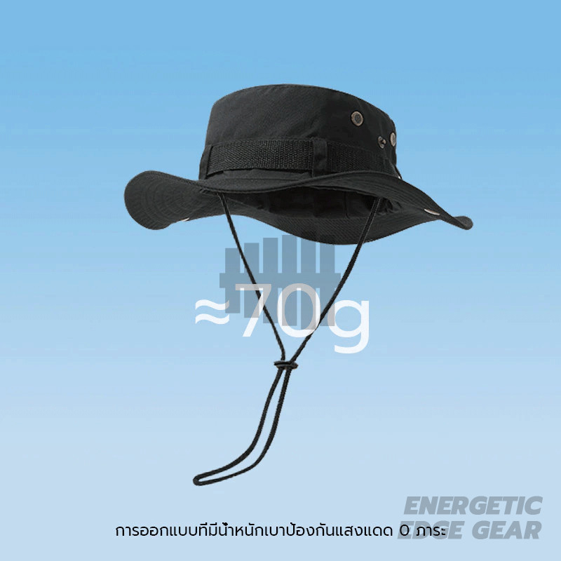 หมวกกันแดด หมวกบักเก็ต หมวกเดินป่า มีสายคล้องคอ ปีกกว้าง กันแดด ตั้งแคมป์ ใส่ได้ทั้งชายหญิง - รูปที่ 7