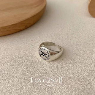 Love2Self MZ3-22 Super Cool แหวนแฟชั่นผู้ชายเงินสีดําแหวนหล่อผู้ชายอุปกรณ์เสริม Vintage ปรับแหวน
