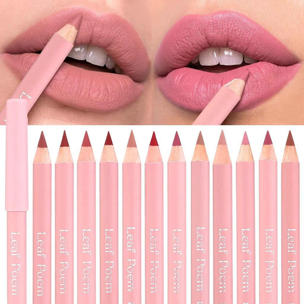12 สี Matte Lipliner ดินสอกันน้ํา Plumping Stain ลิปสติกธรรมชาติ Nude สีชมพู Lip Liner Pro Outline The Lips Contour แต่งหน้า
