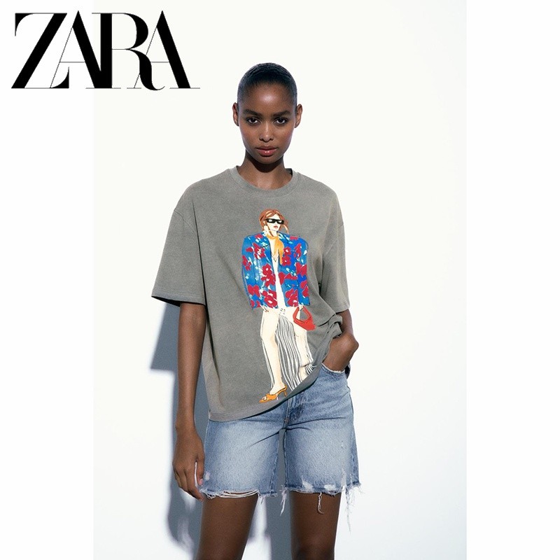 ZARB'S ซาร่า ใหม่เสื้อผ้าสตรีสาวพิมพ์เสื้อยืด