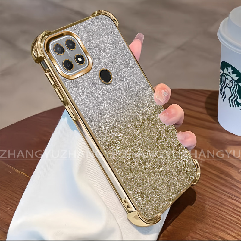 กันกระแทก เคสสําหรับ OPPO A15 A15S A35 เคสโทรศัพท์ 2025 กระดาษแวววาวโปร่งใสใหม่ softcase SZ10
