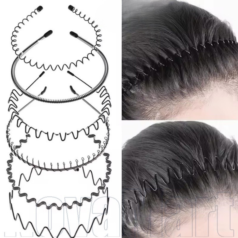ที่คาดผมผู้ชายเหล็กทนทาน-การออกแบบกันลื่น 16x15 ซม. สําหรับล้างหน้าวิ่ง, เครื่องประดับแฟชั่นหลายตามมาตรฐาน (รวม 1 ชิ้น)