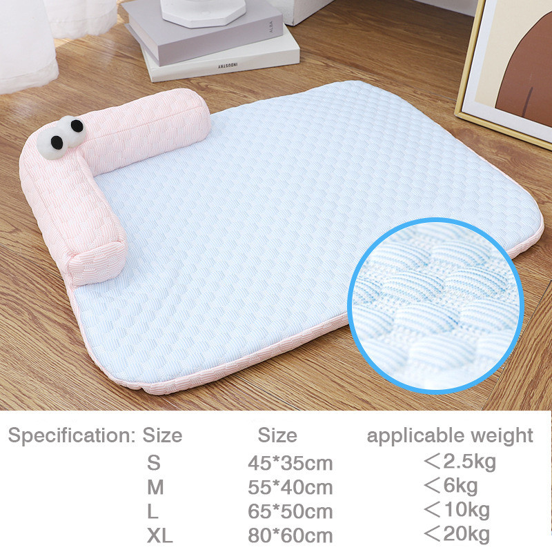 ที่นอนสัตว์เลี้ยงระบายความร้อนฤดูร้อนสําหรับสุนัขและแมว-ระบายอากาศการ์ตูนบิ๊กอายมอนสเตอร์สุนัขเตียงแบบพกพาขนาดเล็กสุนัขเสื่อลื่นแมวนอนแผ่นที่มีชั้นเจลน้ําแข - รูปที่ 4