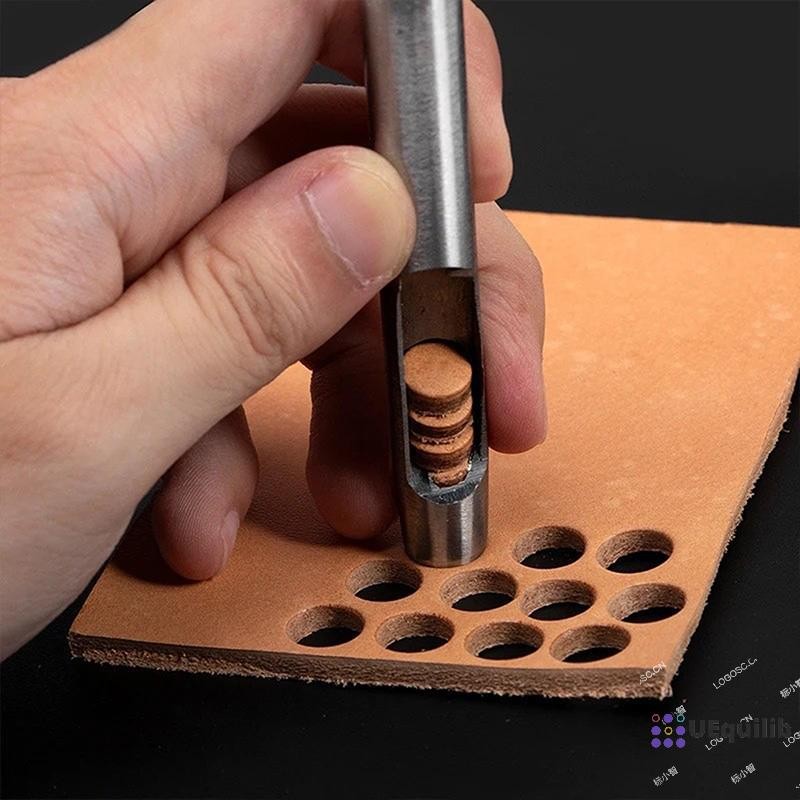 Uequilib 6 ชิ้นเครื่องมือเจาะรูหนังเหล็ก Hollow Round Hole Puncher - Sharp, เครื่องตัดกลมทนทานสําหรับสายนาฬิกา, เข็มขัด, กระดาษใหม่