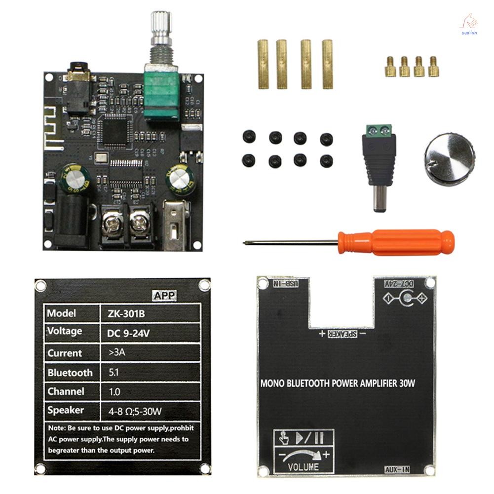 Zk-301b แบบพกพา SingleTrack 30W เครื่องขยายเสียงขนาดกะทัดรัด BT5.3 บอร์ด AMP เสียงโมโนช่องพร้อมกล่อง