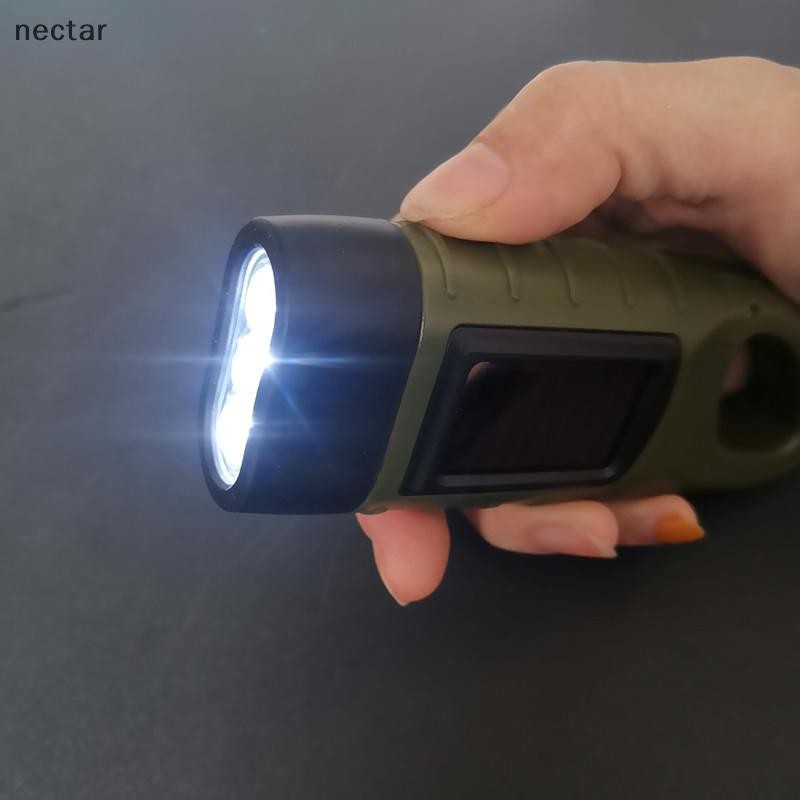 Tar ไฟฉาย LED Hand Crank พลังงานแสงอาทิตย์ชาร์จ Survival Gear Self Powered ชาร์จไฟฉาย Dynamo สําหรับตกปลา Boag เดินป่า N