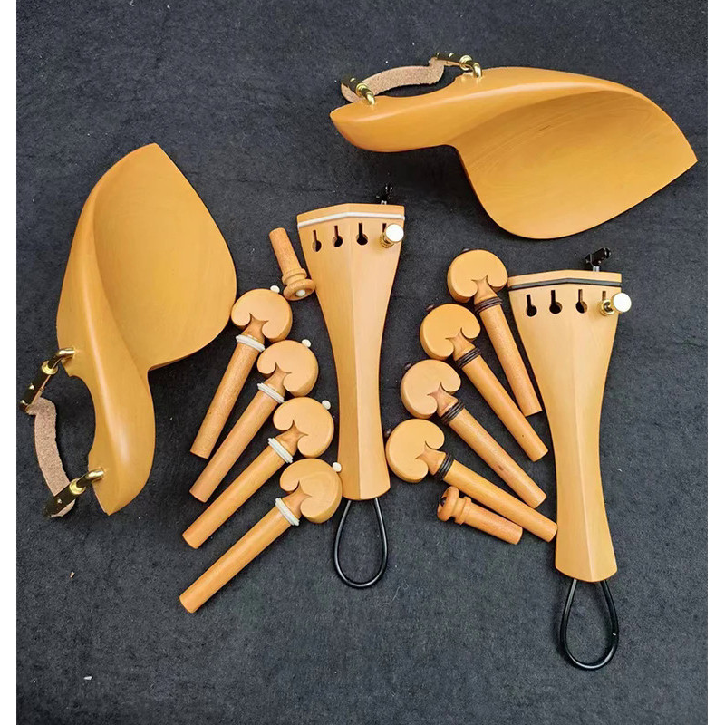High Quality Boxwood Violin Accessories Parts Replacement Pegs Chinrest Tailpiece Endpin Installed C