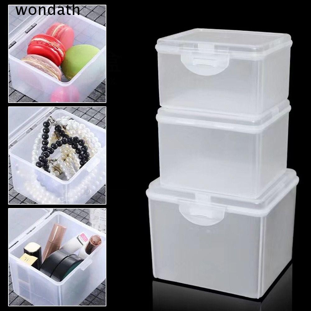 Wonda กล่องเก็บของ 1 ชิ้น,พร้อมฝาปิดที่เก็บของอเนกประสงค์,พลาสติกใสรูปสี่เหลี่ยมผืนผ้าขนาดเล็กคอนเทนเนอร์จัดเก็บเครื่องประดับที่คาดผม