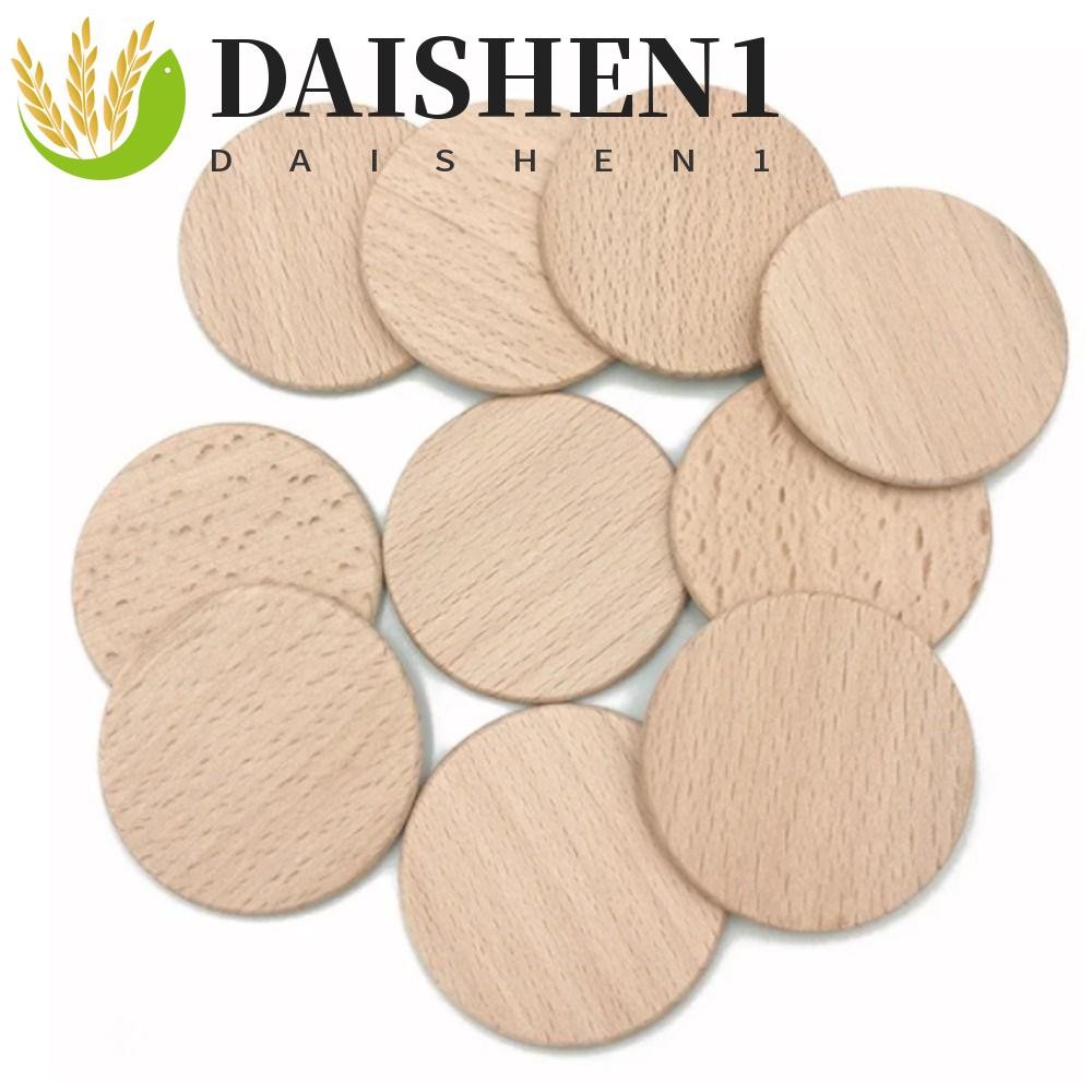 Daishen1 10 ชิ้นไม้ธรรมชาติแผ่นกลม, บีชธรรมชาติยังไม่เสร็จชิ้นไม้เปล่า, เครื่องประดับไม้หัตถกรรม DIY ไม้เรียบรอบ Slice Handwork