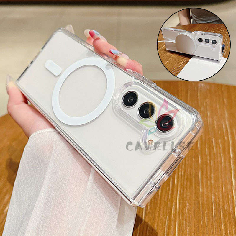 Slim Trnsaree Magnetic Casing Samsung Galaxy Z Fold 6 Z Fold 5 Z Fold 4 Z Fold 3 Hard PC + Soft TPU Edge Anti-scratch Protective Back Case Cover