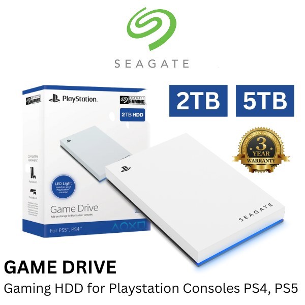 Seagate Game Drive for PlayStation 5 ความจุ 2TB, 5TB USB 3.0 Micro-B External Hdd 3.5"