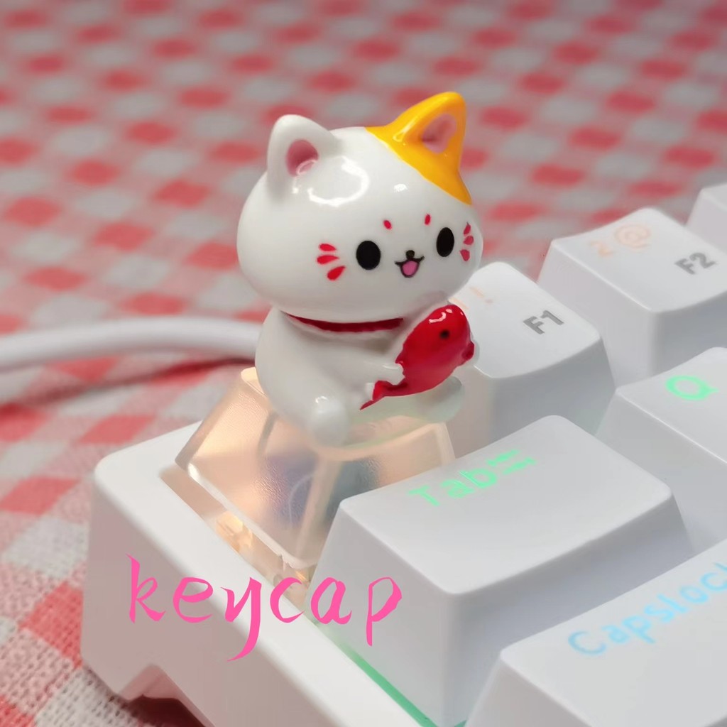Lucky Cat Keycap ABS Keycap น่ารัก Backlight Cat ESC Keycap เหมาะสําหรับคีย์บอร์ดเครื่องกล Keycap