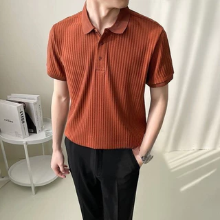 มี 8 สี เสื้อโปโลชาย เสื้อคอปกระบายอากาศได้ดี เกาหลีแฟชั่นฤดูร้อน เสื้อยืดผู้ชาย polo