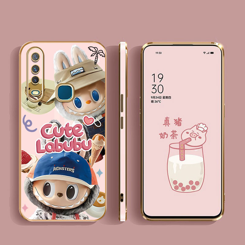 น่ารัก LABUBUสีฟ้าหมวกเคสโทรศัพท์สําหรับOPPO A12 A12S A15 A35 A16 A16K A17 A17K A1K A31 A36 A76 A3S A12E A52 A92 A53 A53 เคสโทรศัพท์แฟชั่นฤดูใบไม้ร่วงและ