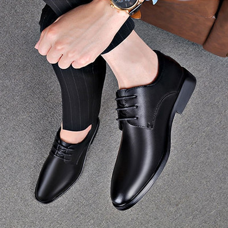 39-44 รองเท้าหนังชาย รองเท้าทำงานอย่างเป็นทางการ สไตล์ลำลองธุรกิจ เชือกผูก สีดำ สีน้ำตาล หลา