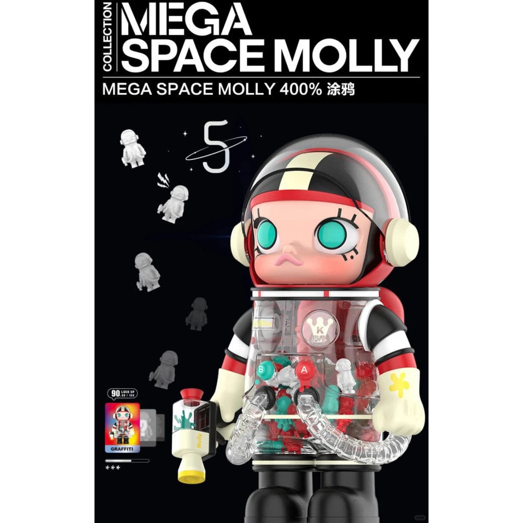 Popmart POPMART Graffiti 400% MEGA SPACE MOLLY Graffiti 5th Anniversary อินเทรนด์ Play Figure ตกแต่ง