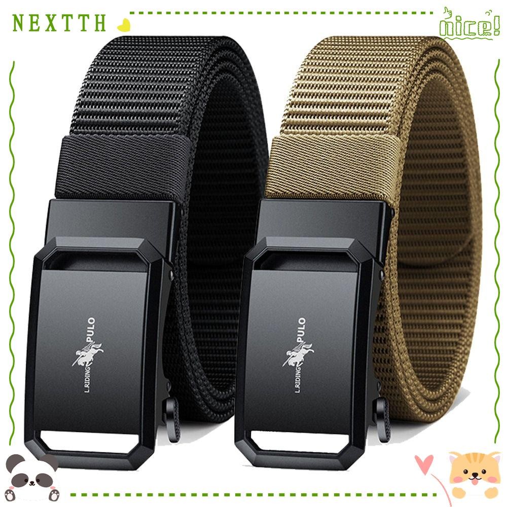 Nextth เข็มขัดหัวเข็มขัดอัตโนมัติ, ธุรกิจ Casual Simple Wild Style Nylon Braided Belt, แฟชั่นแบรนด์หรูสายผ้าใบ