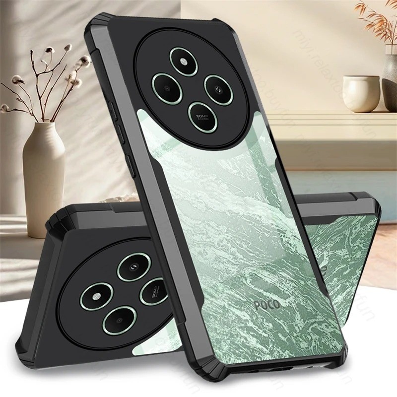 Xiaomi Poco C75 กันกระแทกสําหรับ Xiaomi Poco C75 C65 C 75 PocoC75 4G 5G 2024 โทรศัพท์กรณีอะคริลิค TPU กันชนโปร่งใสซิลิโคนกันชนปลอกเชลล์