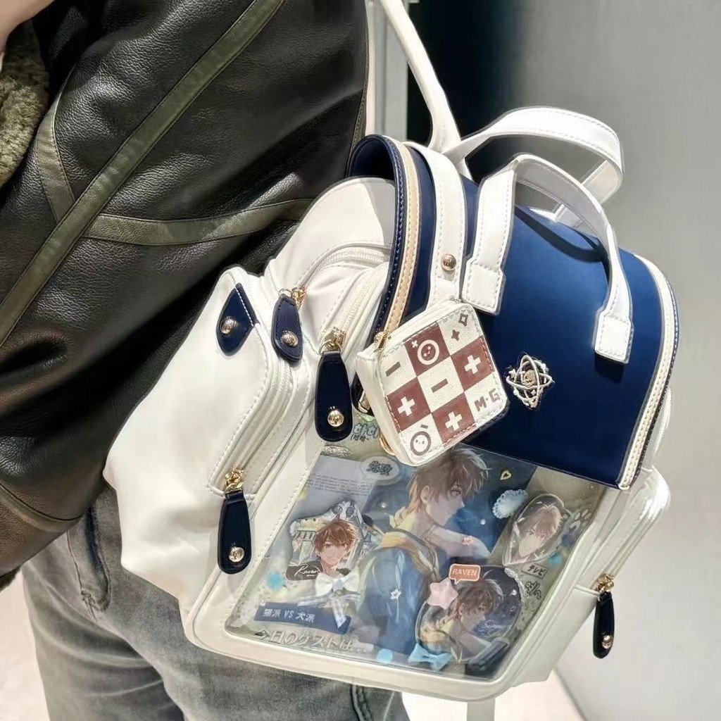 กระเป๋าเป้ใส่ Ita Bag แบบโปร่งใส - กระเป๋าเป้แสดงเข็มกลัด ความจุมาก - กระเป๋าสะพายข้างอเนกประสงค์