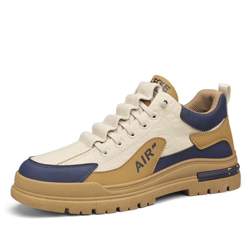 Niuyou Lace Up Board Shoes, PU Leather Platform รองเท้า Soled หนา, Lace Up สบายรองเท้าลําลองแบนกันลื่น