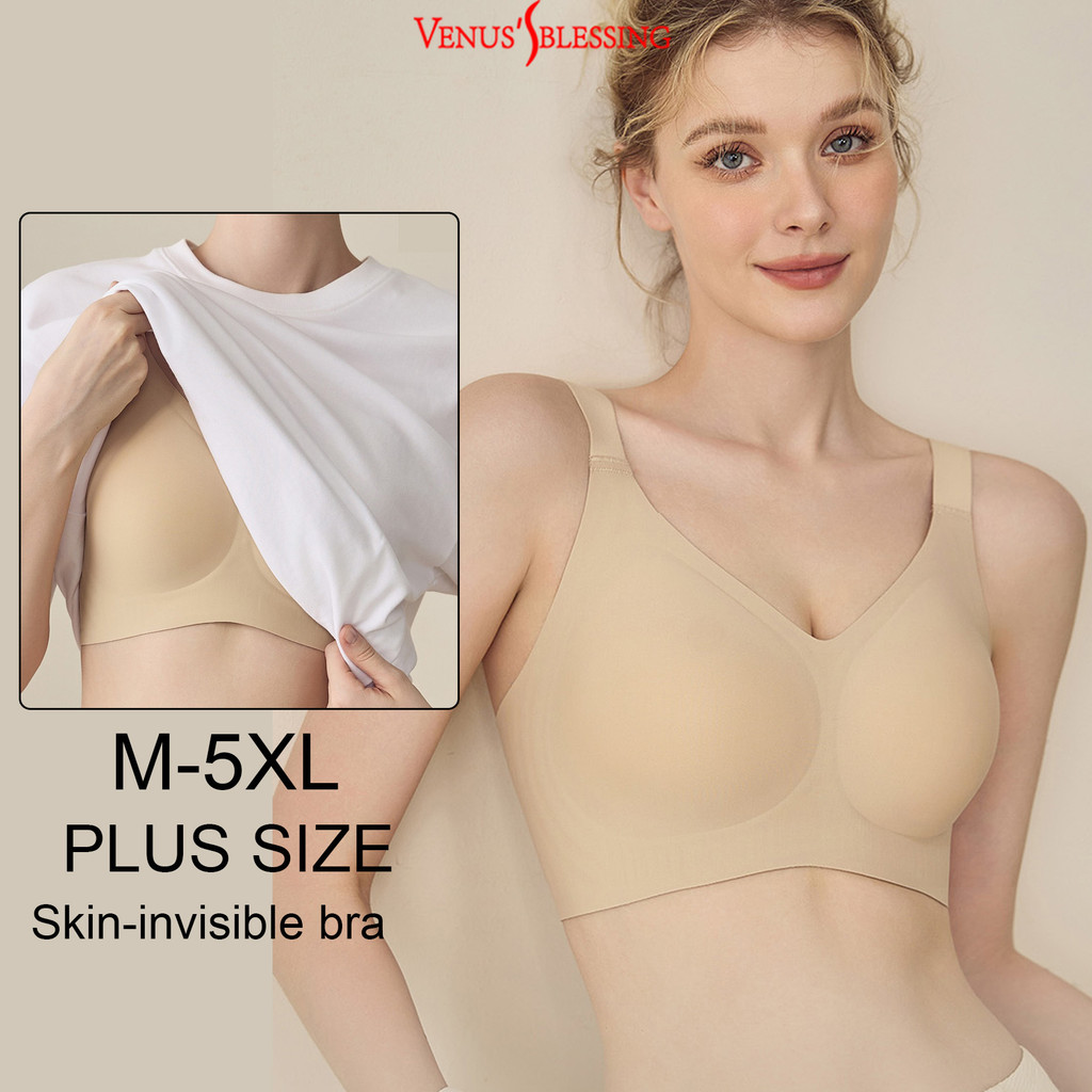 M-5xl ชุดชั้นในผิวที่มองไม่เห็นไม่มีรอยต่อผู้หญิง BCD ถ้วยหน้าอกใหญ่แสดงชุดชั้นใน Anti-sag ขนาดเล็ก