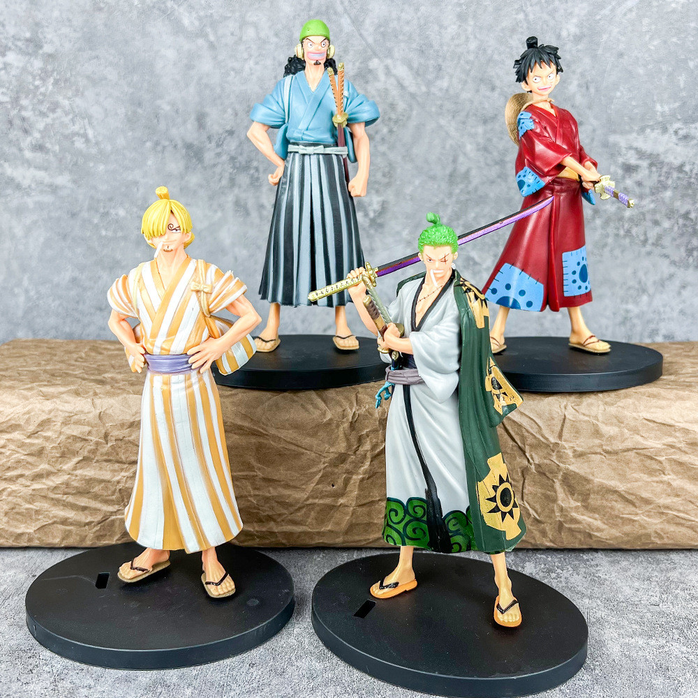 One Piece Luffy Samuraiเครื่องแบบรูปWanoประเทศKimono Luffy Yamaji Zoro UsopอะนิเมะMashandiseตุ๊กตารุ