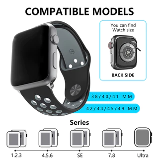 สายนาฬิกาซิลิโคนกีฬา Breathable Band สําหรับ Apple watch S10 42 46 มม.2 Iwatch Series 10 9 8 7 6 SE 5 4 49/45/44/42/41/40/38 มม.