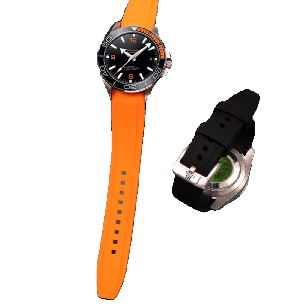 สายรัดปลายโค้ง 22 มม. เหมาะสําหรับ Blancpain X S-Watch Fifty-Strap เครื่องมือสายซิลิโคนอ่อนนุ่มผู้ชายผู้หญิงกันน้ํากีฬาสายรัดข้อมือผีเสื้อหัวเข็มขัด