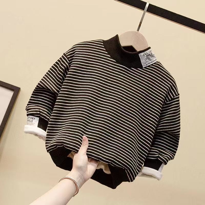 ชายเสื้อขนแกะเรียงรายอินเทรนด์เด็กใหม่หนาสไตล์ตะวันตกลายด้านบนอบอุ่น