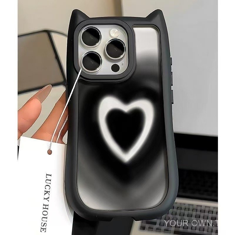 เคสมือถือสำหรับไอโฟน16ลายรักลายเบลอสำหรับคู่รัก iphone15plus 14พรีเมี่ยม13ใส12หูแมว xa0n